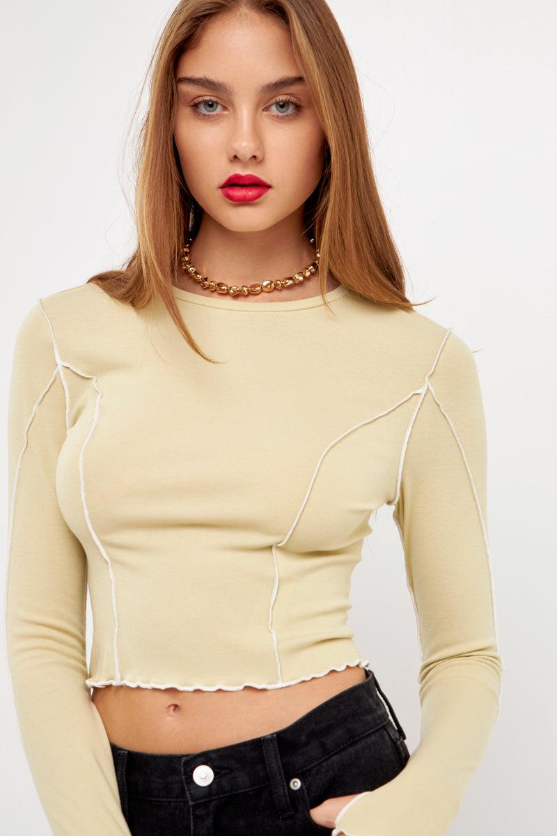 Endless Rose Piping Detail Top PISTACHIO