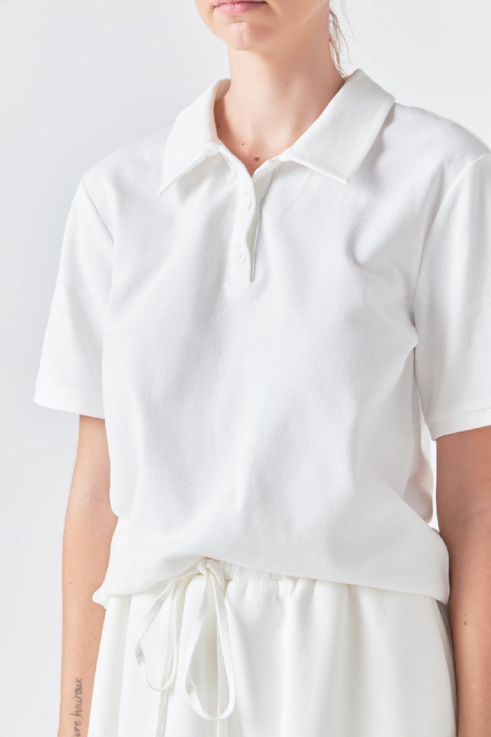 Endless Rose Pique Polo Shirt WHITE