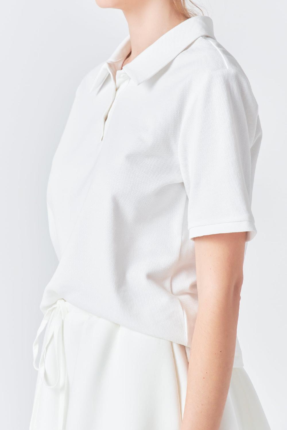 Endless Rose Pique Polo Shirt WHITE