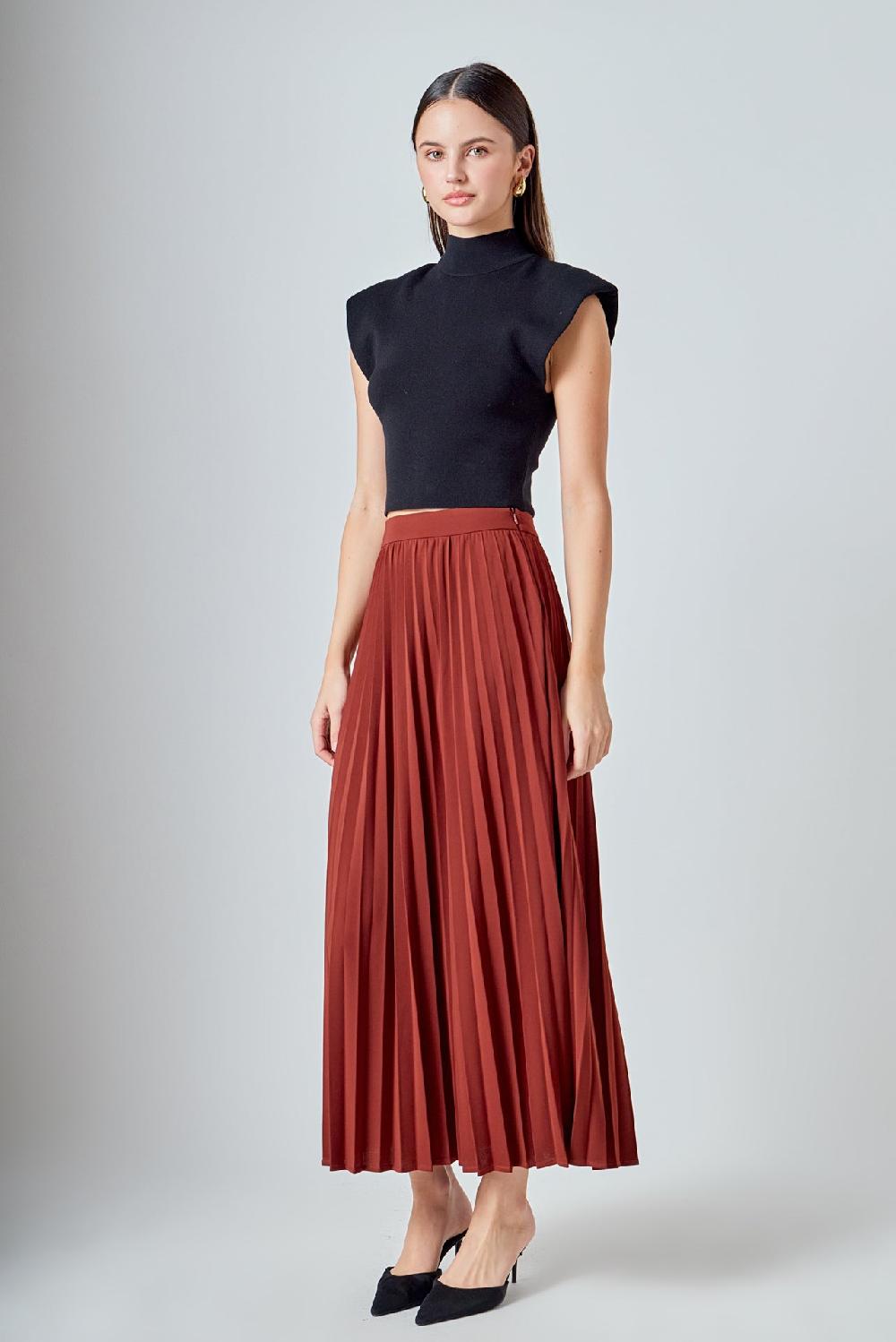 Endless Rose Pleated Maxi Skirt MOCHA MOUSSE