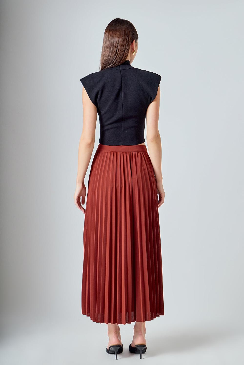 Endless Rose Pleated Maxi Skirt MOCHA MOUSSE
