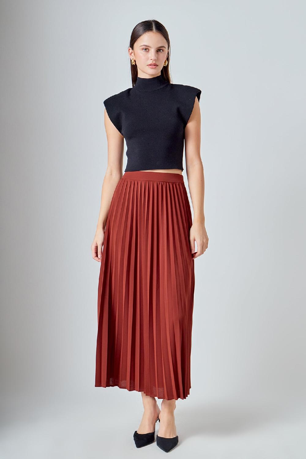 endless rose Pleated Maxi Skirt MOCHA MOUSSE