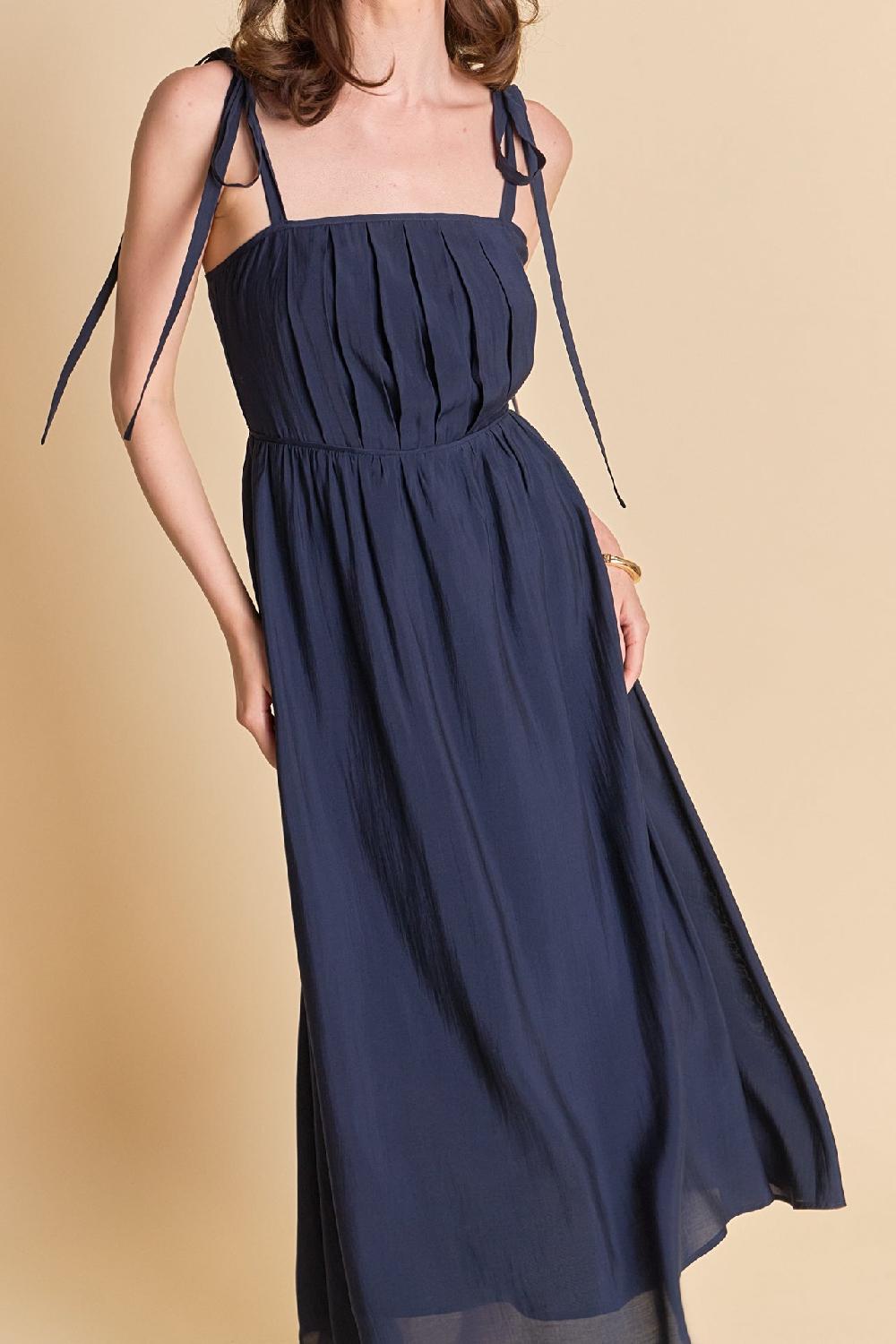 Endless Rose Pleated Midi Dress NAVY