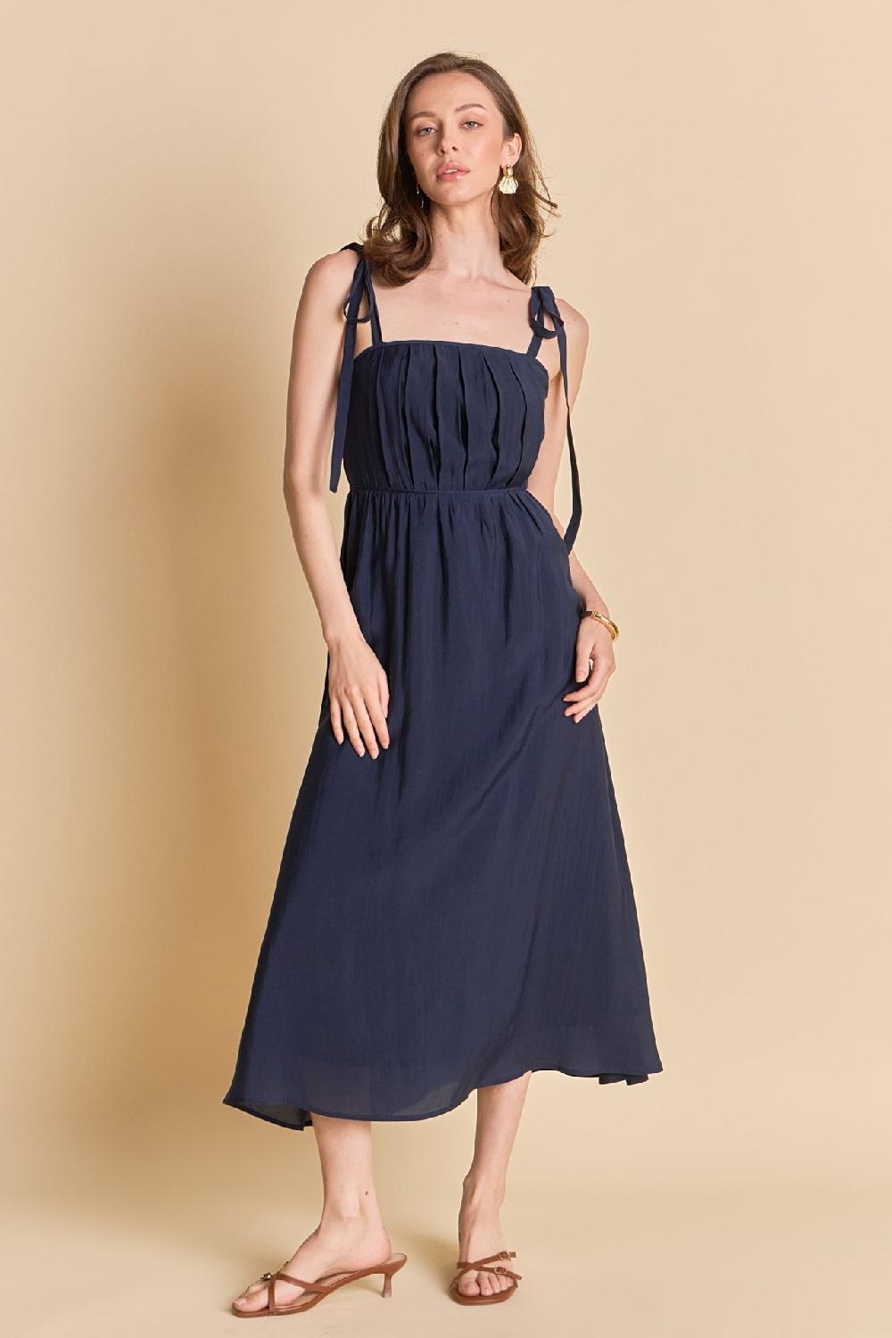 Endless Rose Pleated Midi Dress NAVY