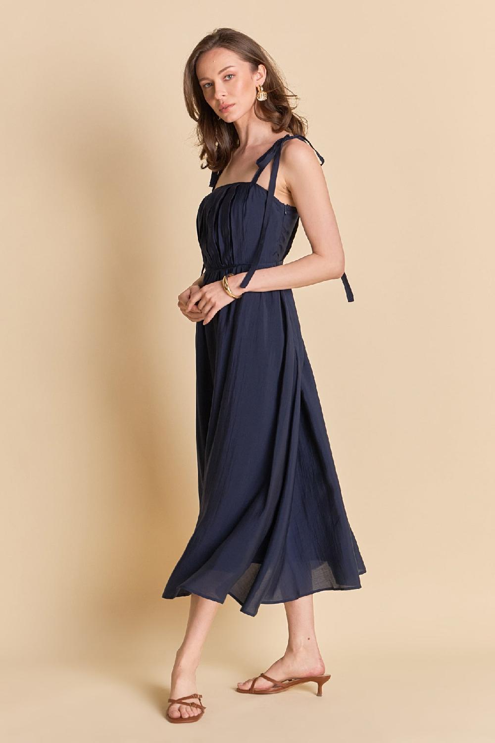Endless Rose Pleated Midi Dress NAVY