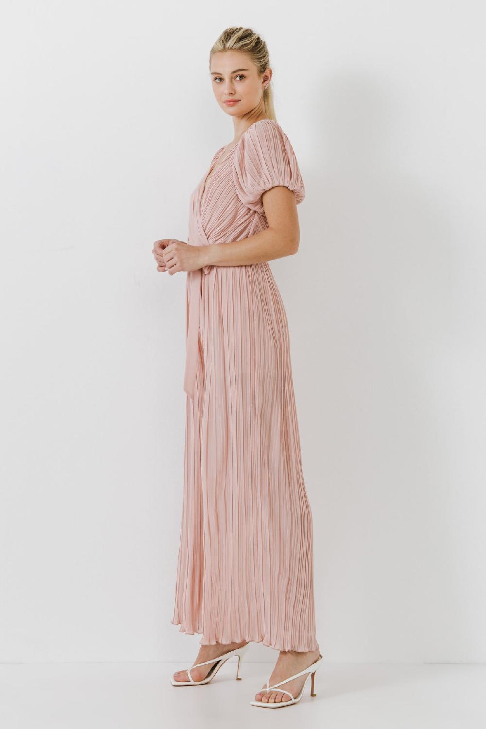 Endless Rose Pleated Surplice Jumpsuit DUSTY PINK