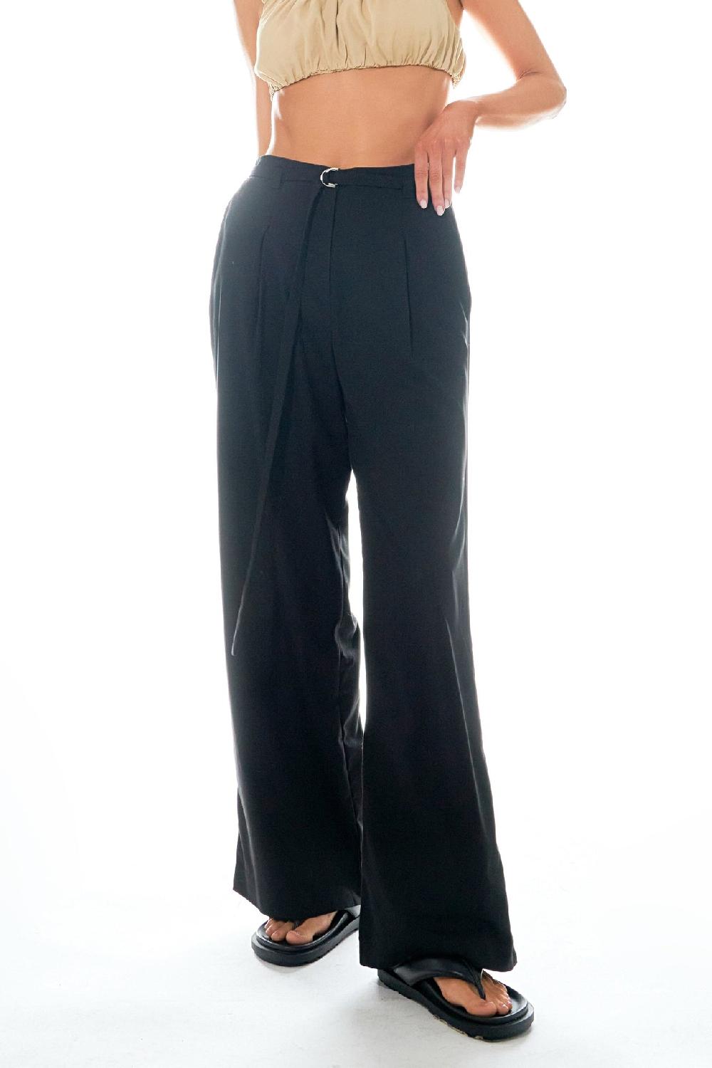 Endless Rose Pleated Wide Pants With Belt BLACK