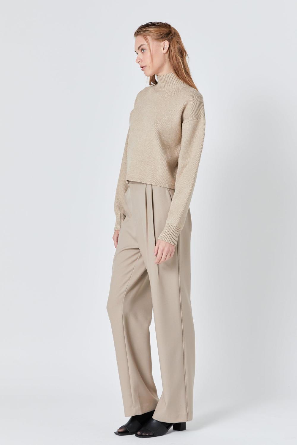 Endless Rose Pleated Wide Trousers TAN