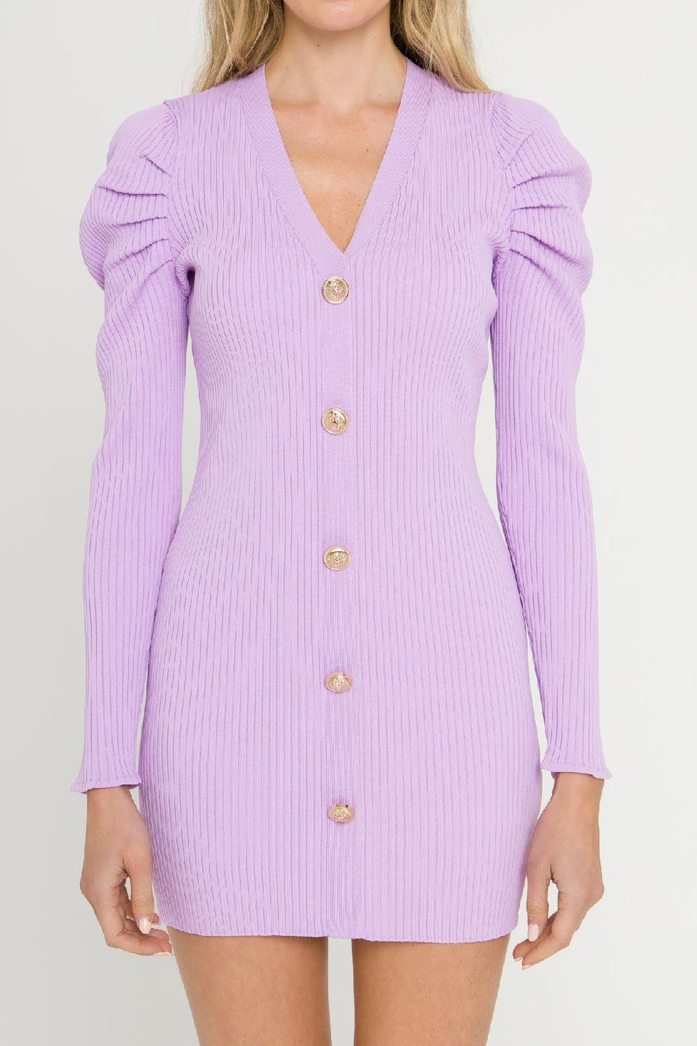 Endless Rose Plunging V-Neck Knit Dress LILAC