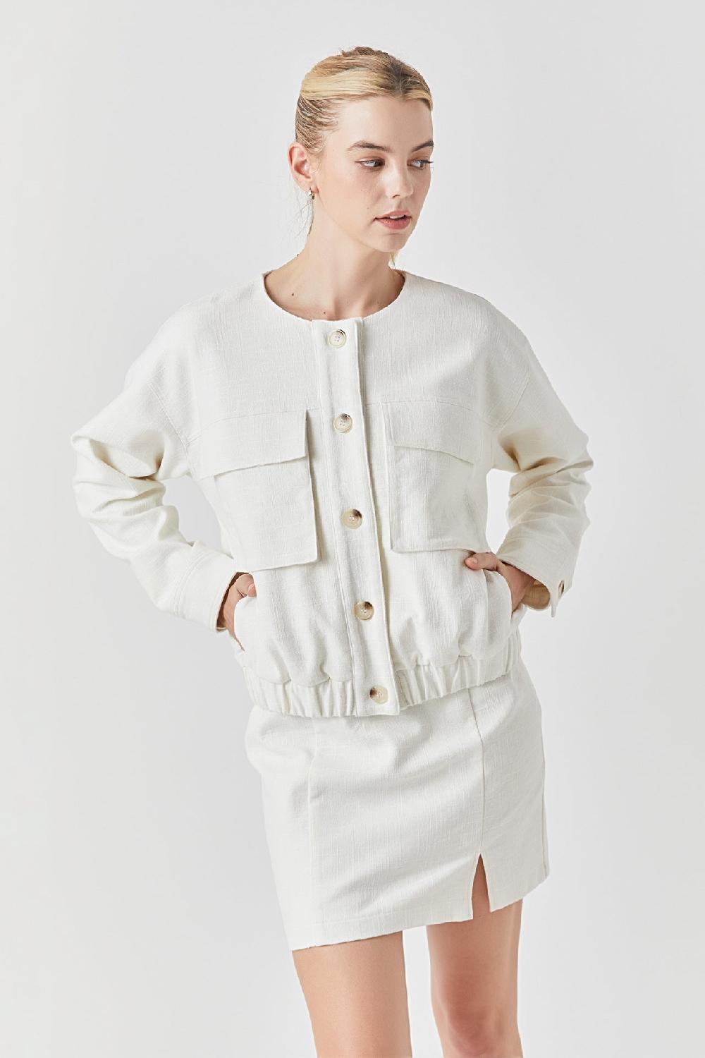 Endless Rose Pocket Linen Jacket IVORY