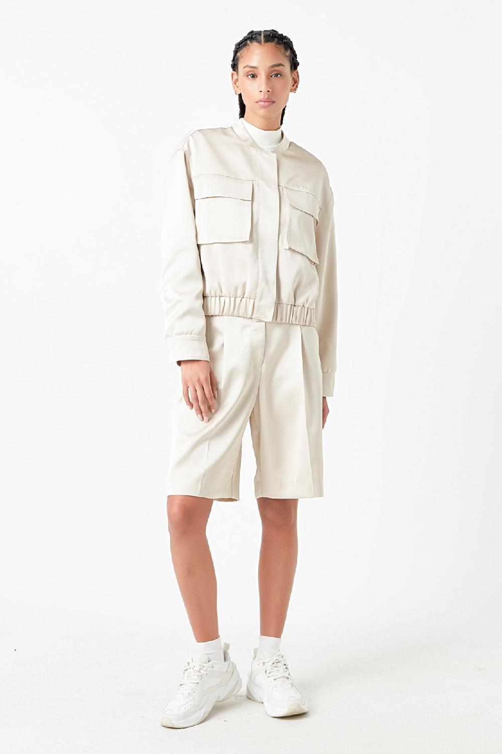 Endless Rose Pocket Satin Jacket CREAM