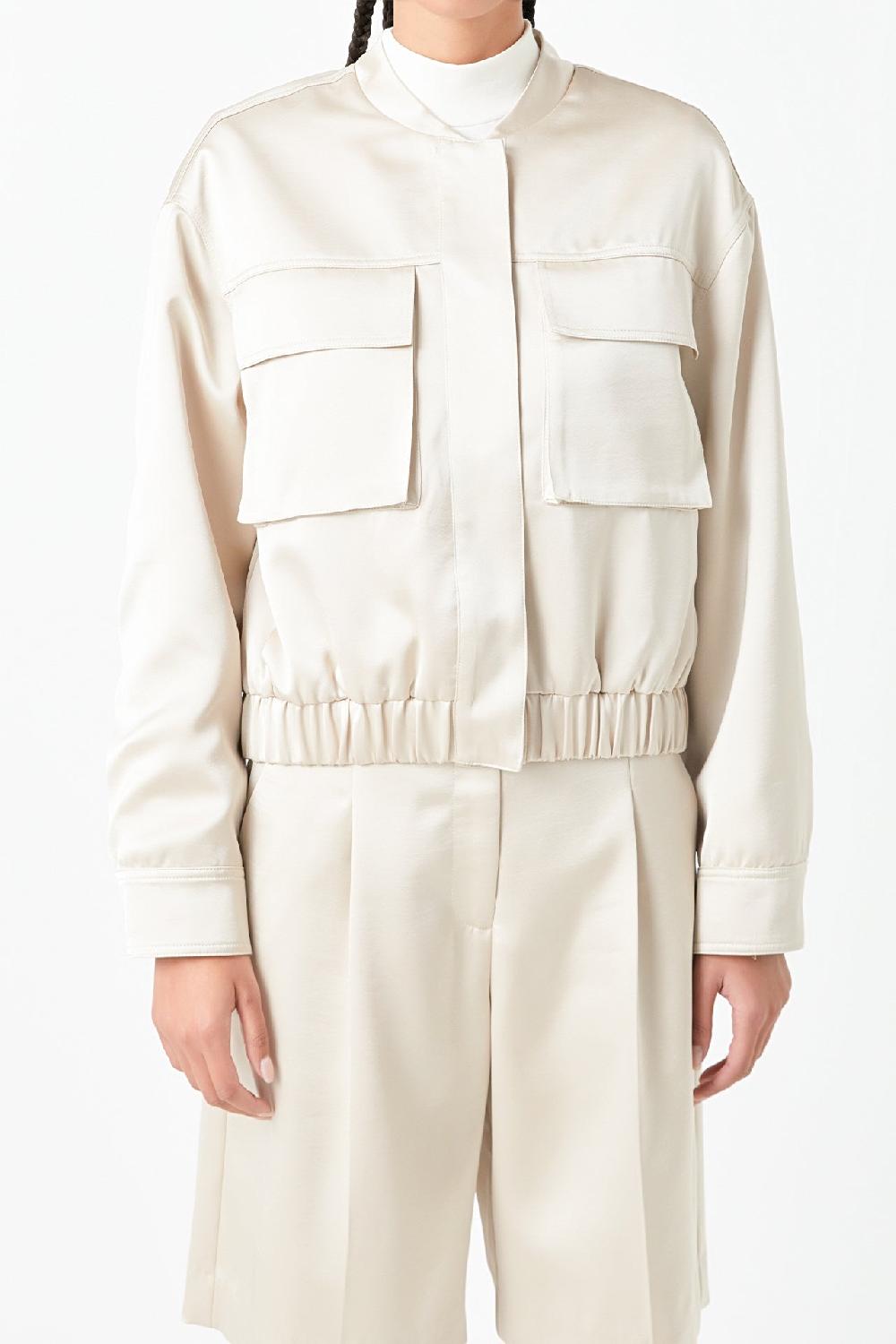 Endless Rose Pocket Satin Jacket CREAM