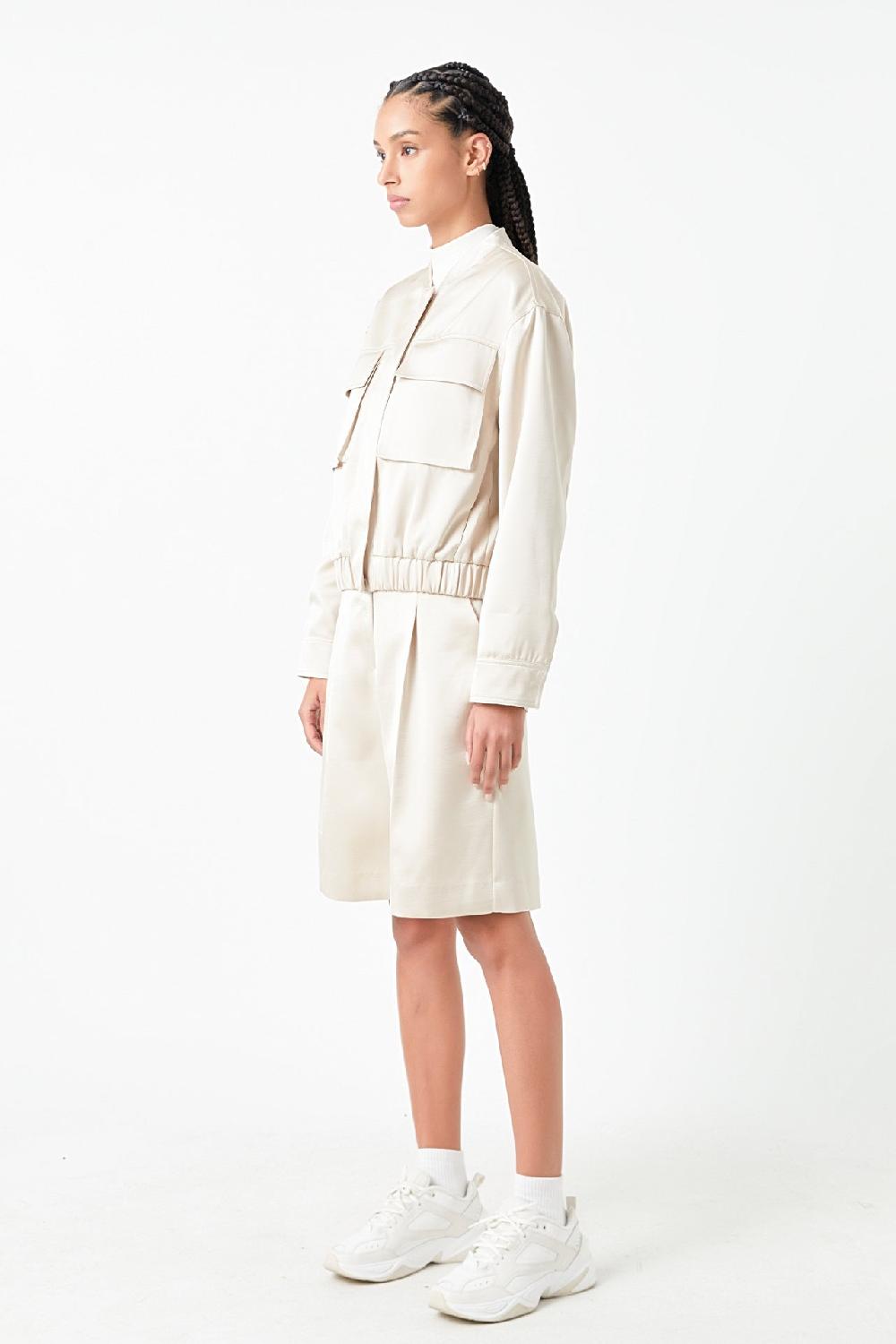 Endless Rose Pocket Satin Jacket CREAM