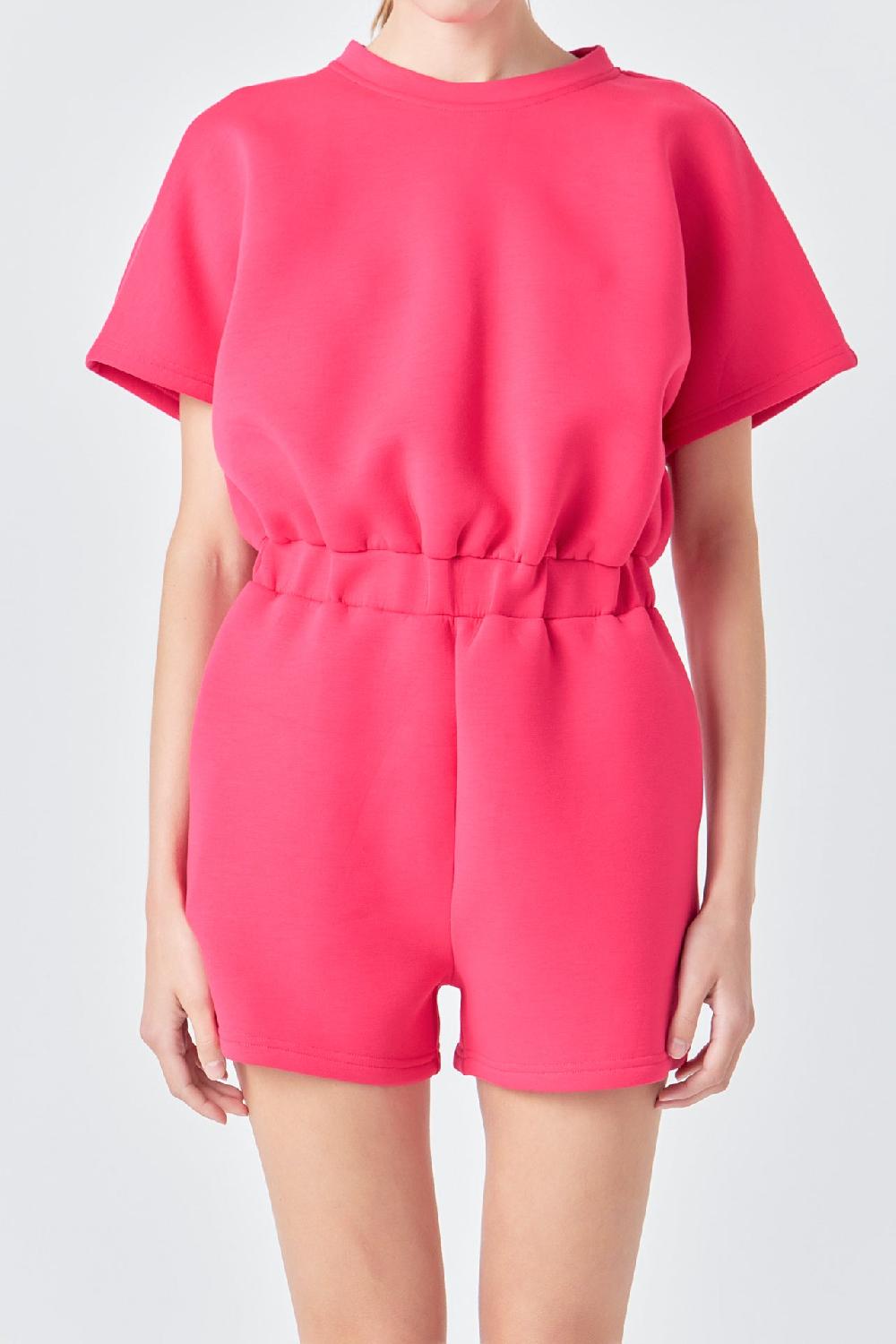 Endless Rose Pocketed Romper HOT PINK