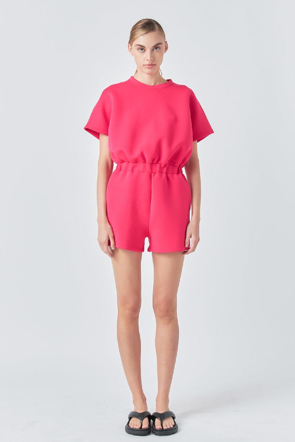 Endless Rose Pocketed Romper HOT PINK