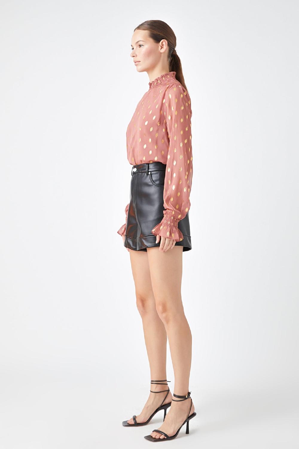 Endless Rose Polka Dot Chiffon Blouse GREEN