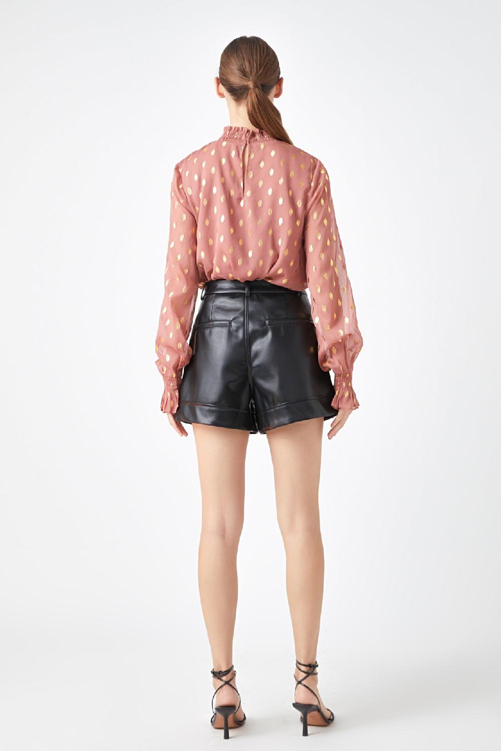 Endless Rose Polka Dot Chiffon Blouse GREEN