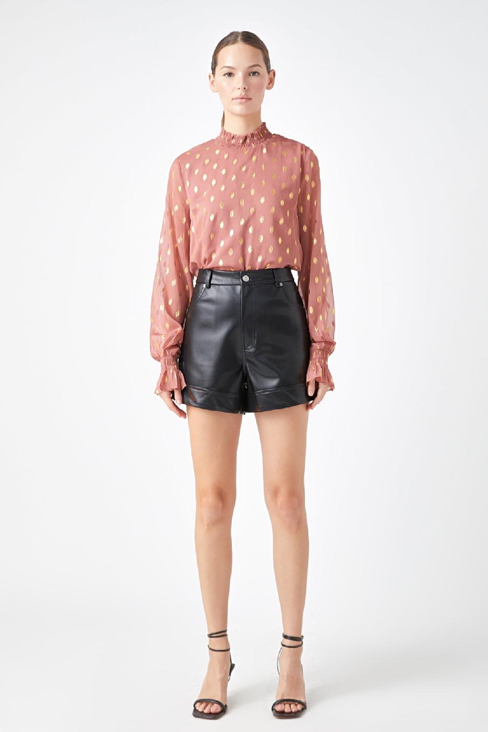 endless rose Polka Dot Chiffon Blouse GREEN