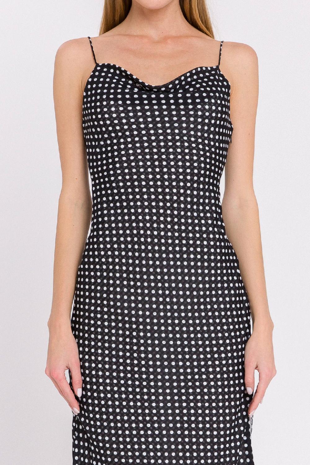 Endless Rose Polka Dot Fitted Dress BLACK