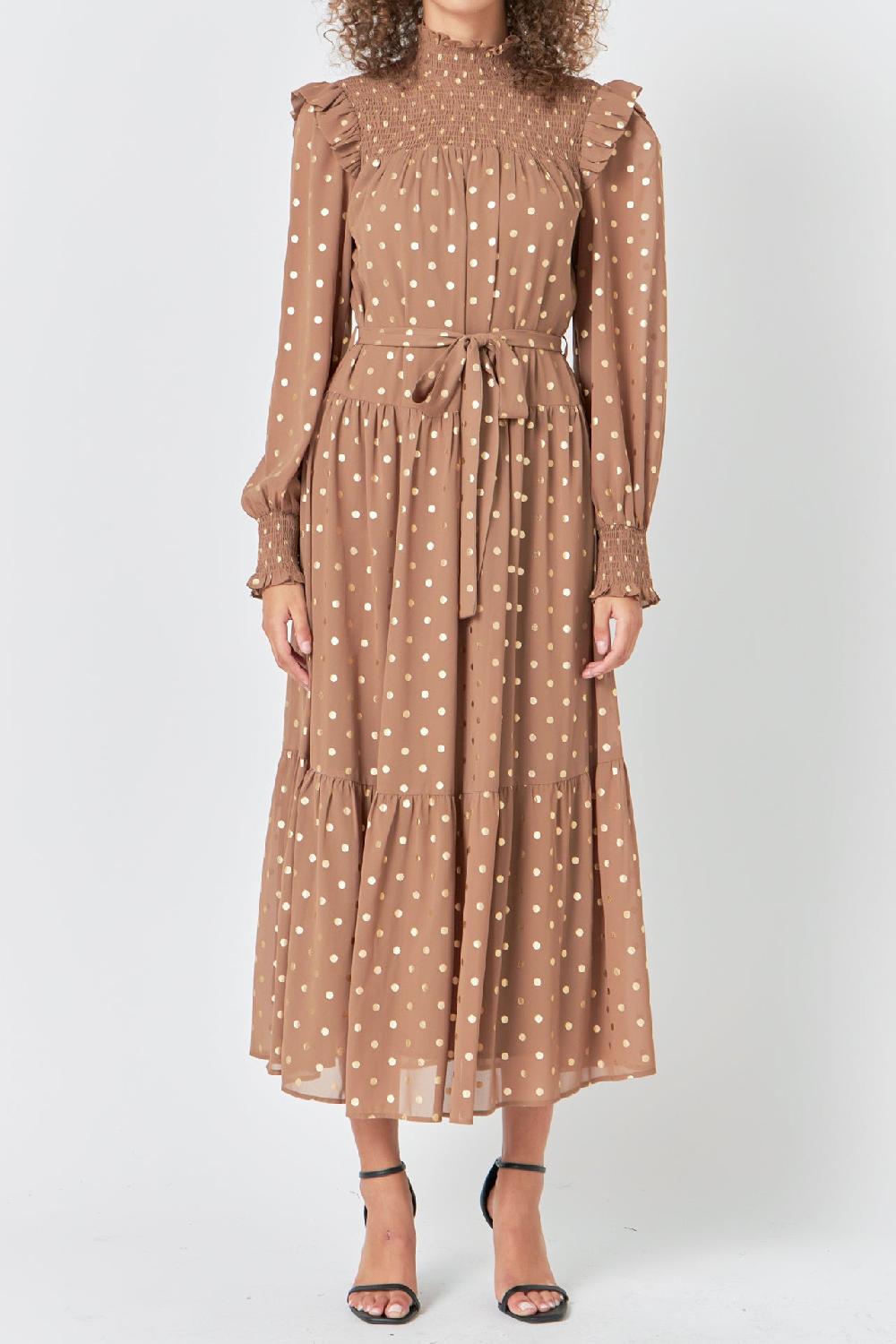 Endless Rose Polka Dot Maxi Dress TAN
