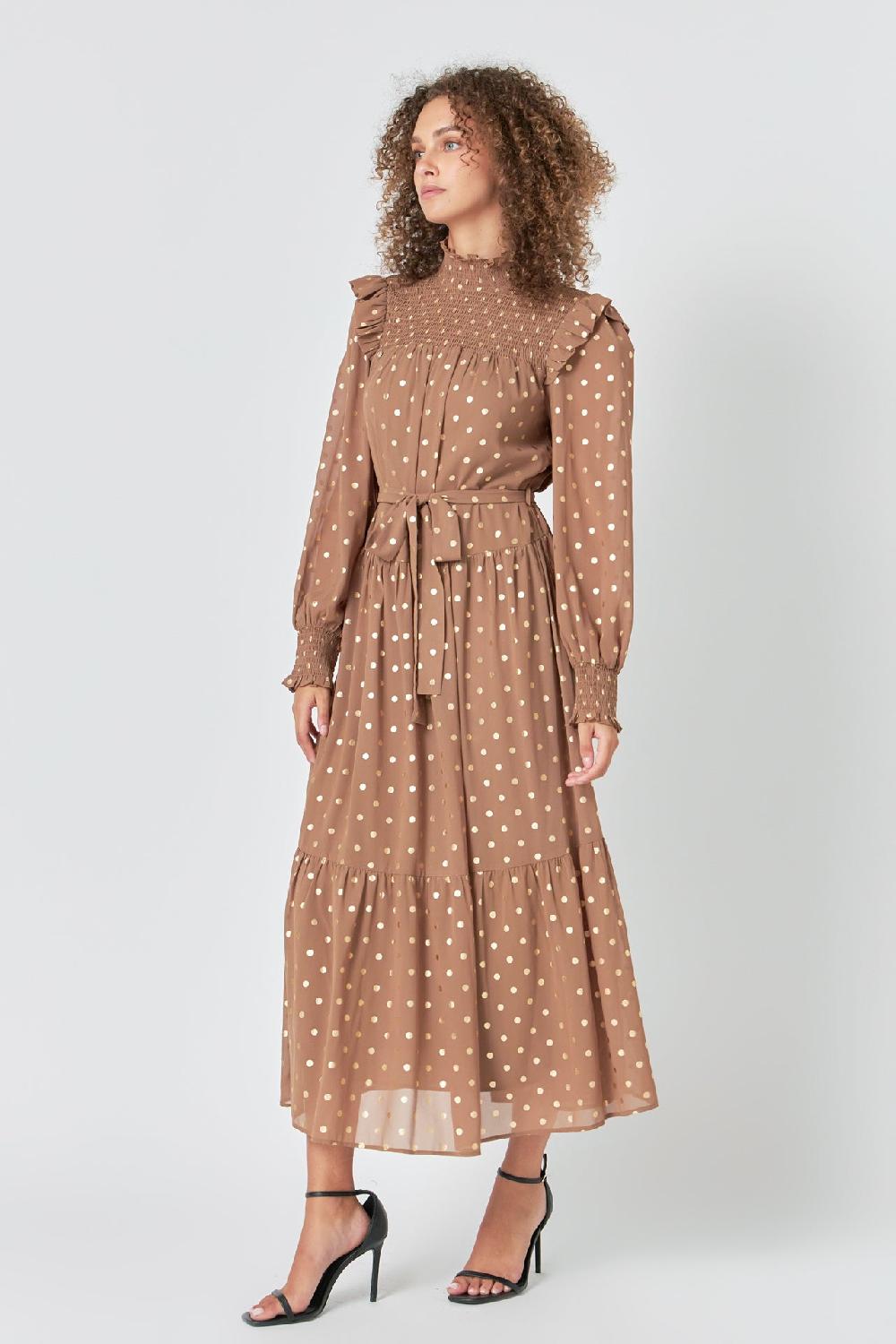 Endless Rose Polka Dot Maxi Dress TAN