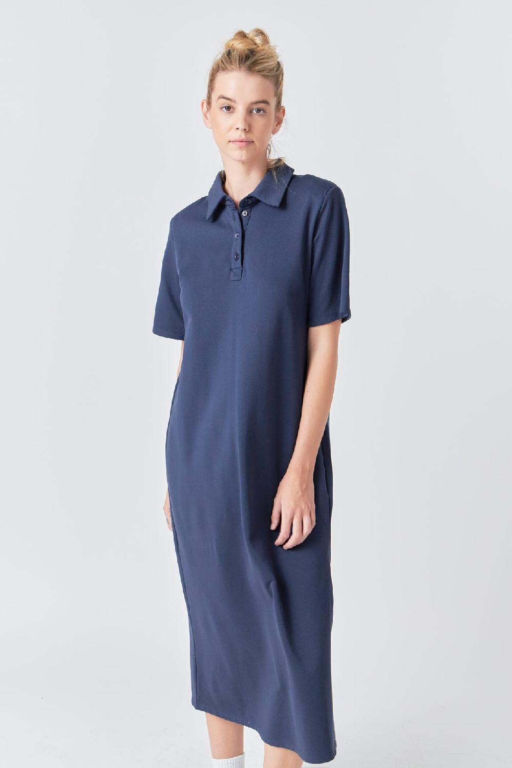 endless rose Polo Midi Dress NAVY