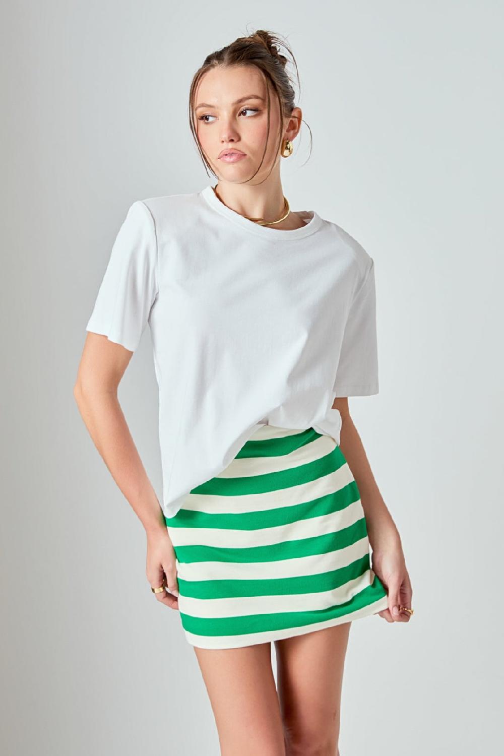 endless rose Power Shoulder T-shirts WHITE