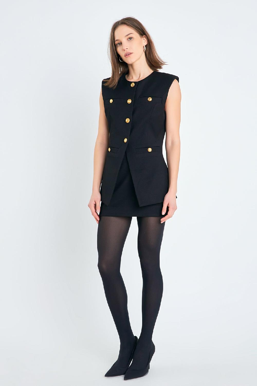 Endless Rose Power Shoulder Vest BLACK