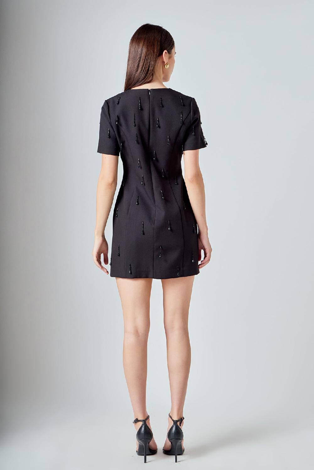 Endless Rose Premium Beaded Mini Dress BLACK
