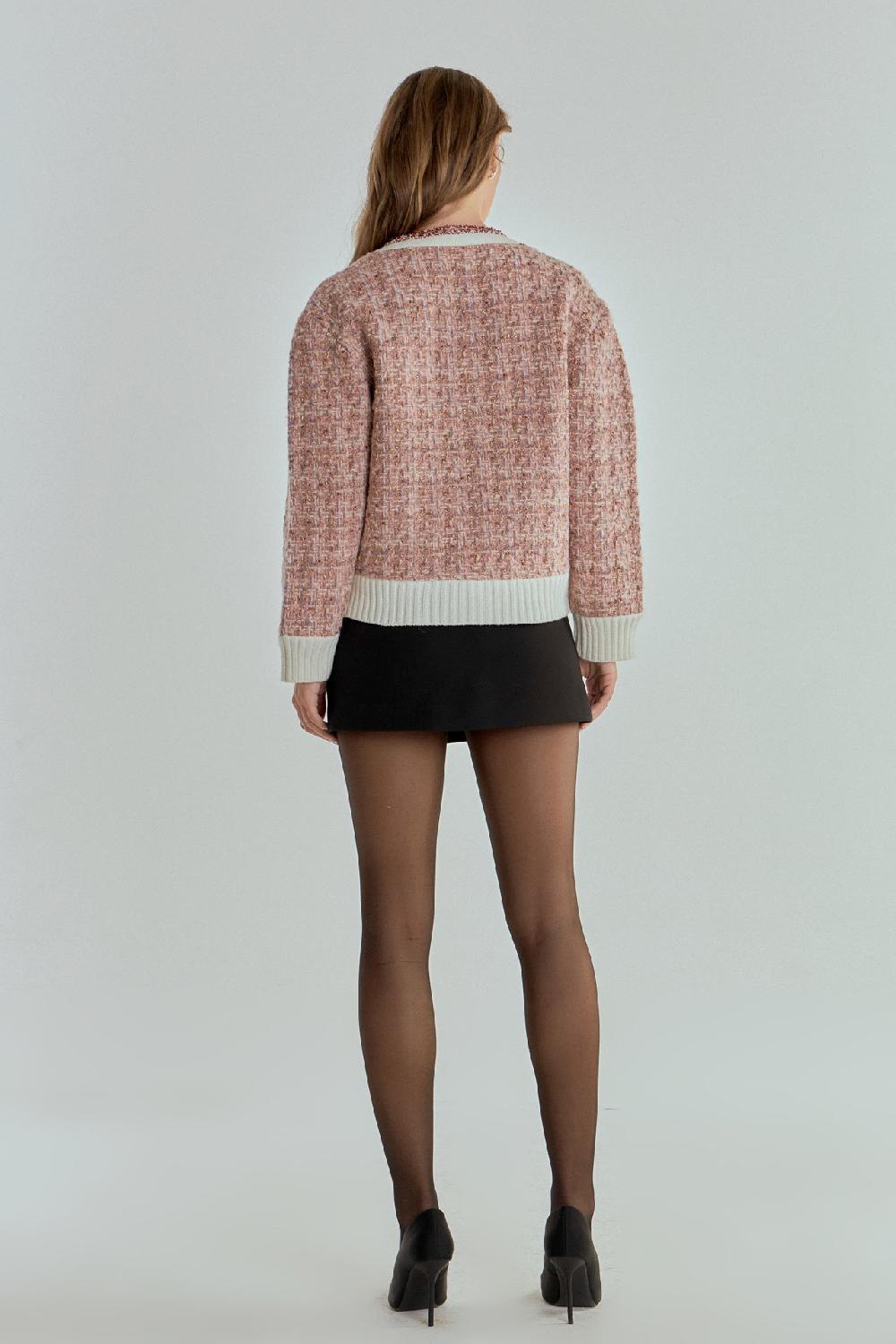 Endless Rose Premium Boucle Cardigan PINK