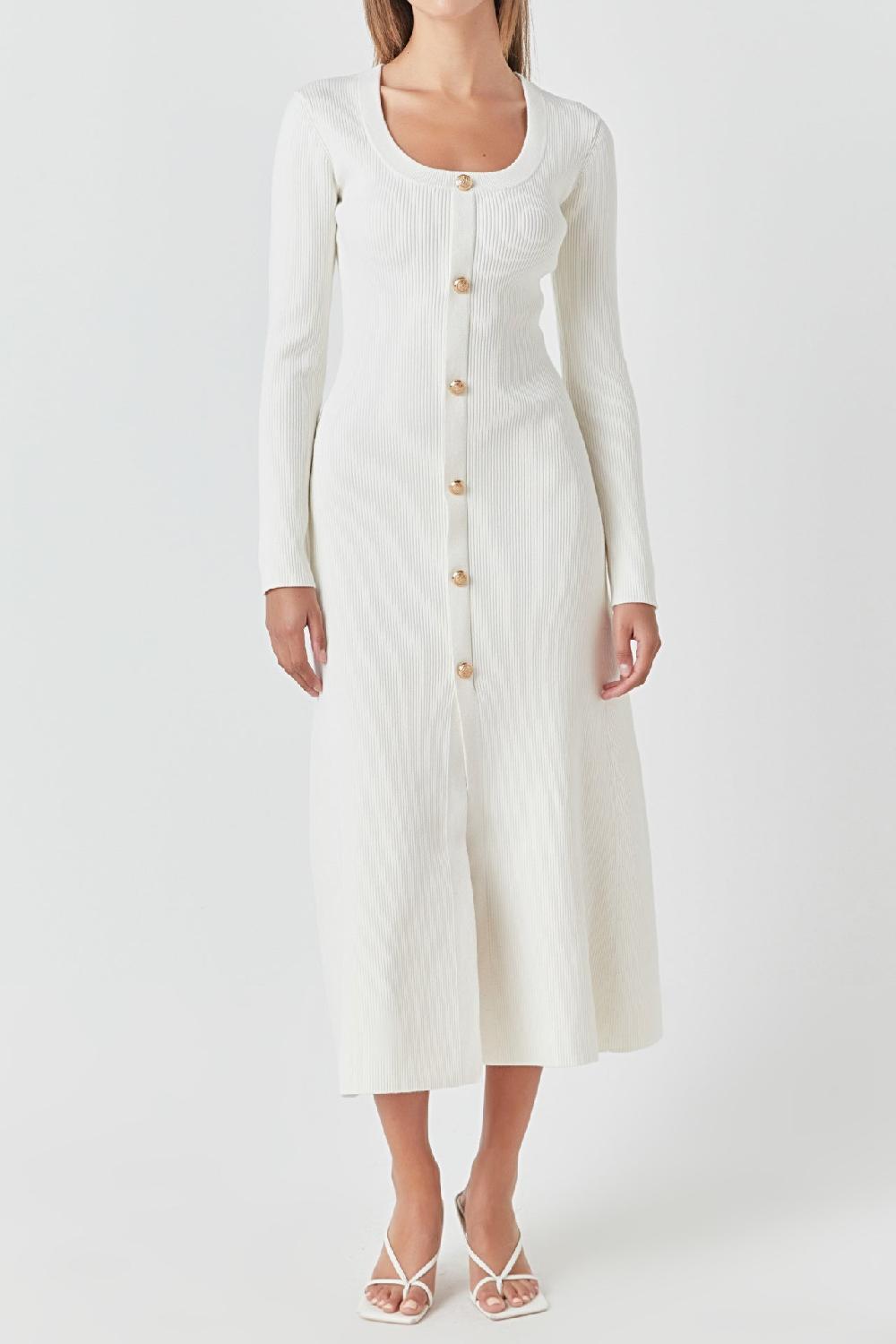 Endless Rose Premium Button-Down Maxi Dress WHITE