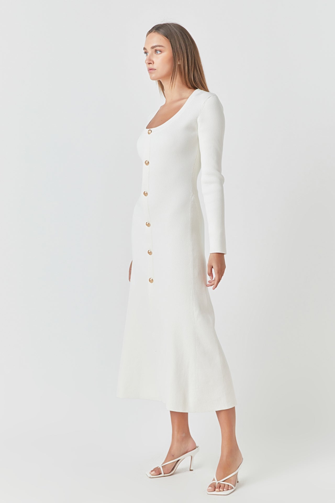 Endless Rose Premium Button-Down Maxi Dress WHITE