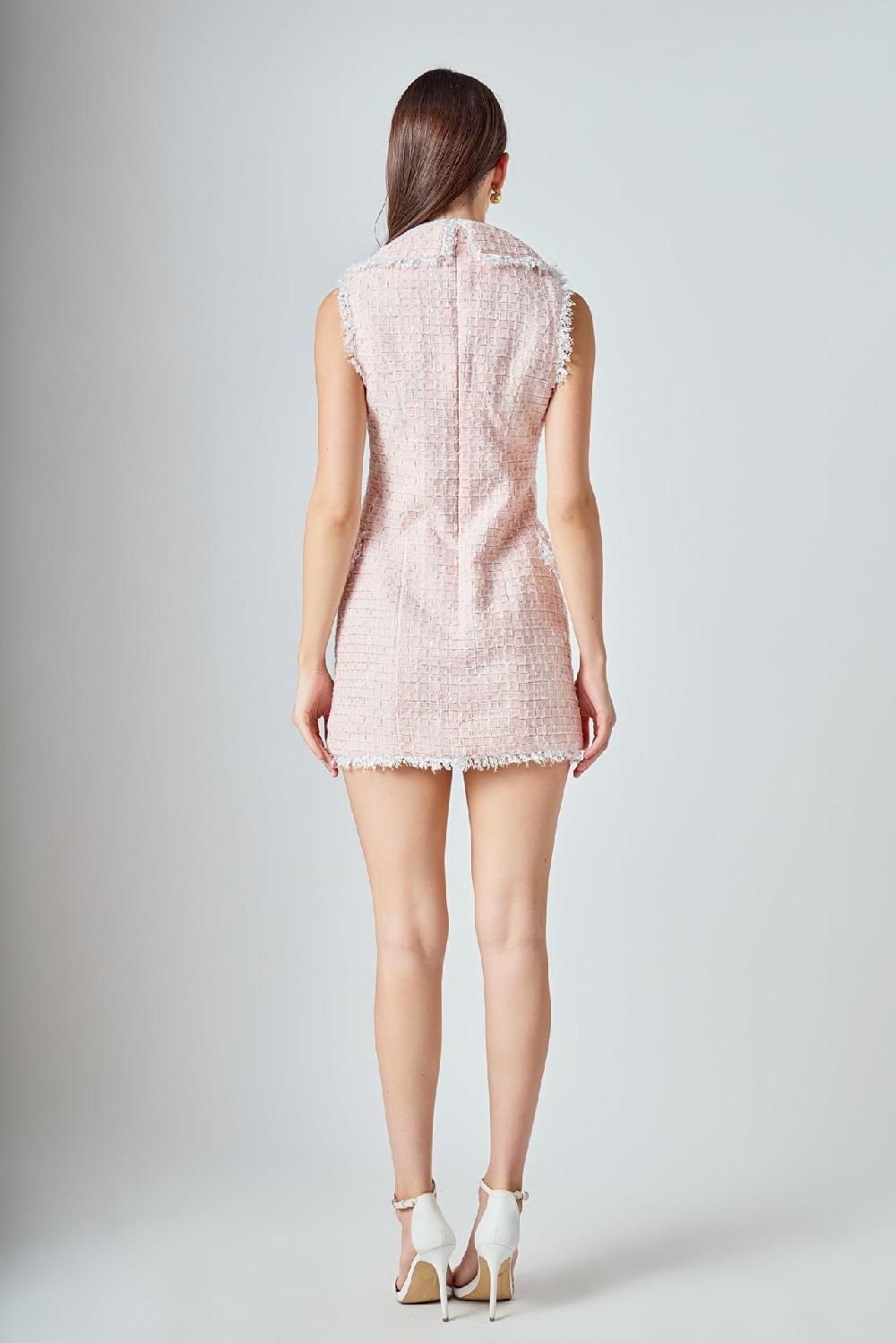 Endless Rose Premium Check Tweed Mini Dress PINK