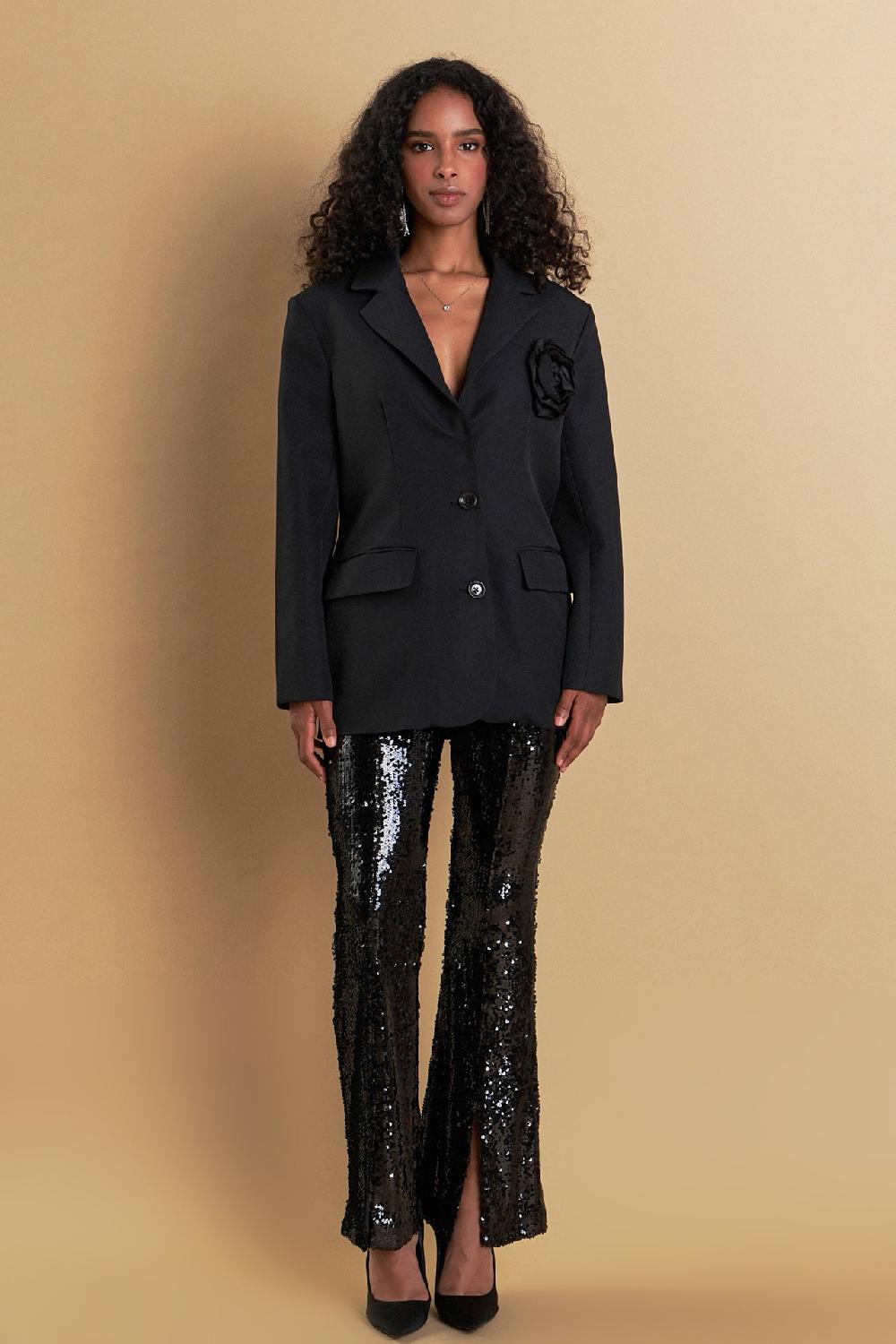 Endless Rose Premium Corsage Blazer BLACK