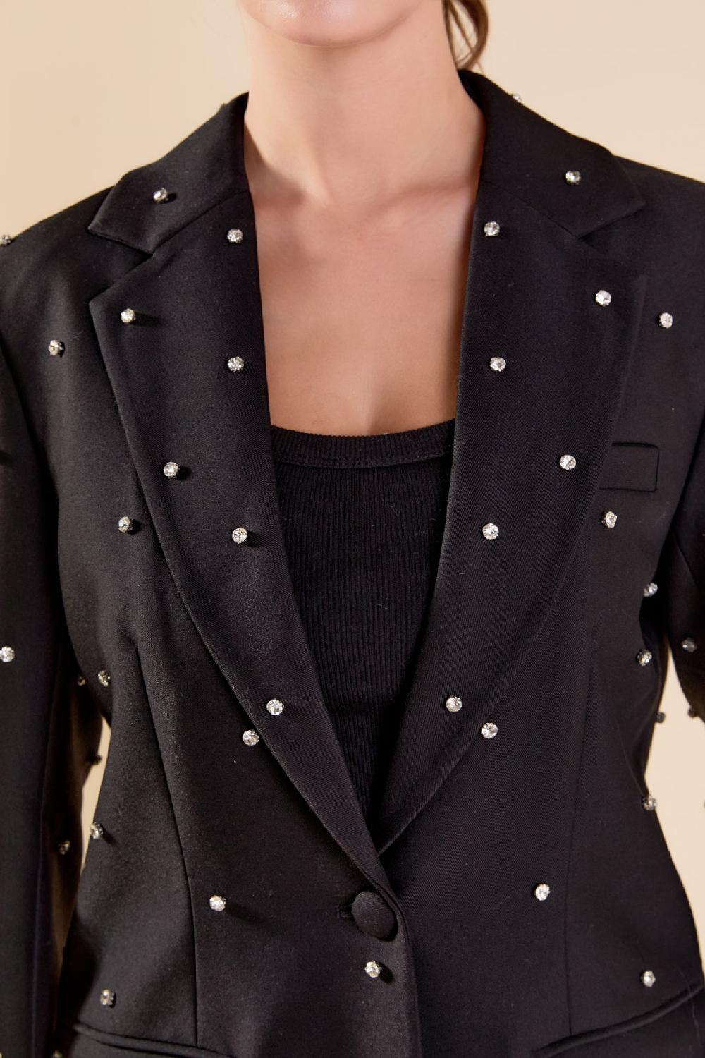 Endless Rose Premium Embellished Blazer BLACK
