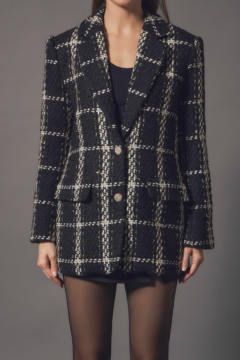 Endless Rose Premium Oversized Boucle Blazer BLACK