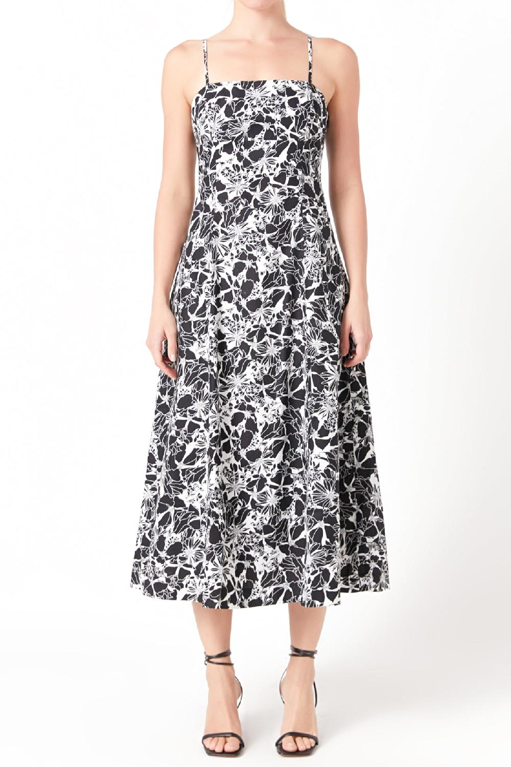 Endless Rose Printed Cotton Maxi Dress BLACK/WHITE