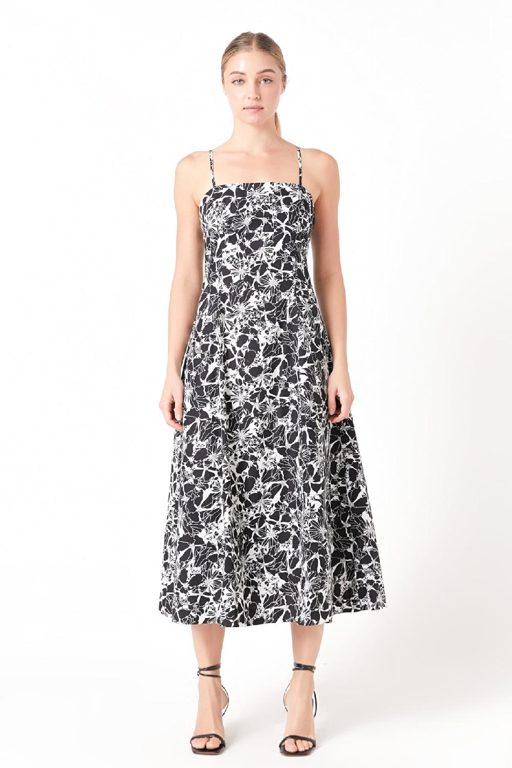 endless rose Printed Cotton Maxi Dress BLACK/WHITE