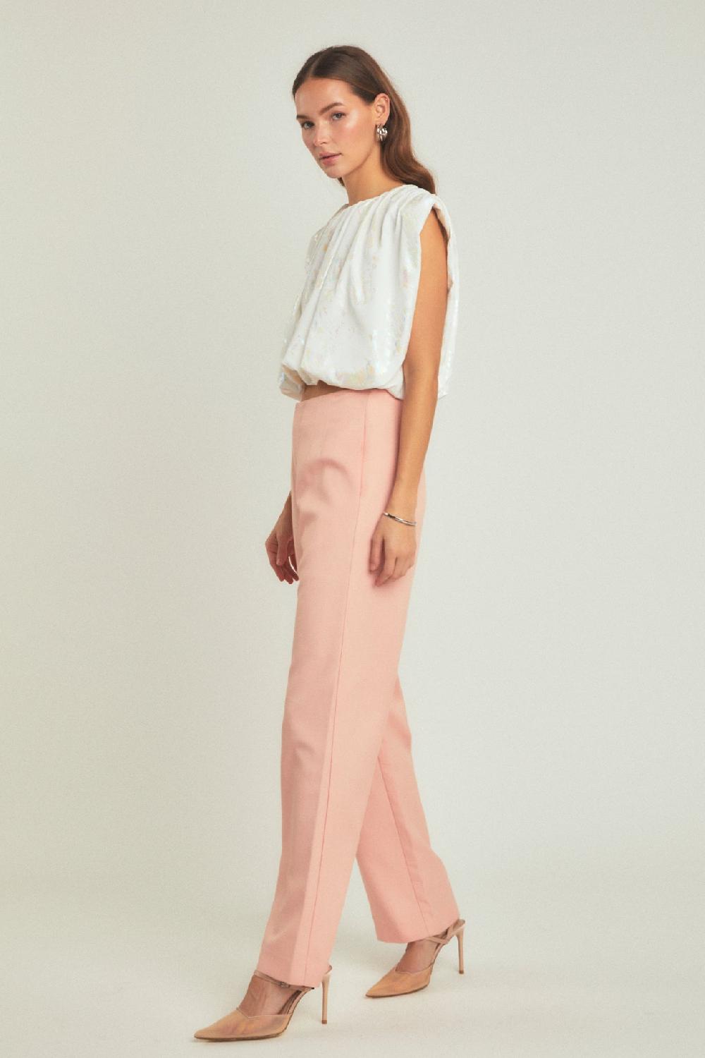 Endless Rose Printed Foil Sleeveless Top WHITE