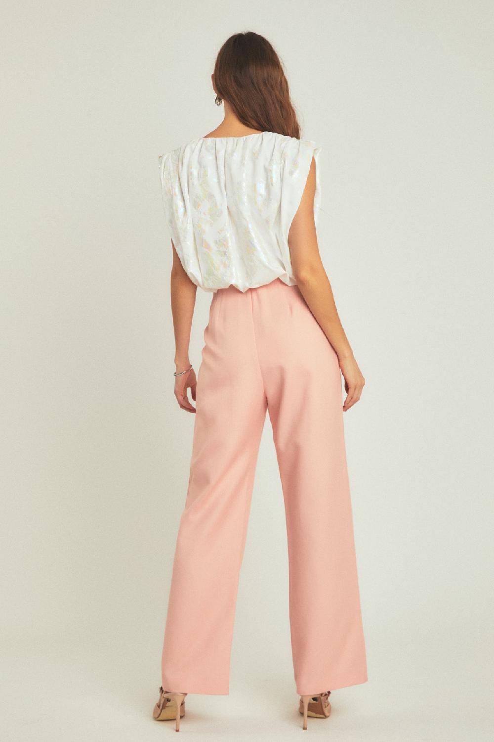 Endless Rose Printed Foil Sleeveless Top WHITE