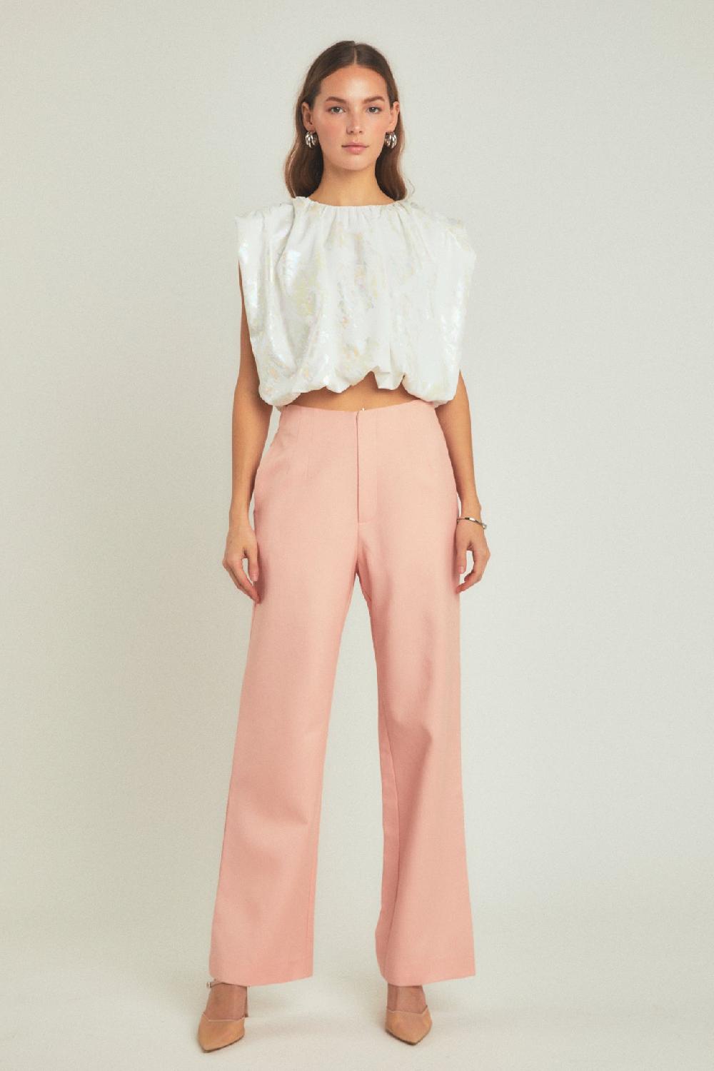 endless rose Printed Foil Sleeveless Top WHITE