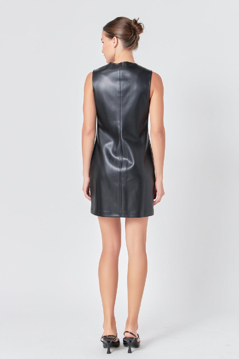 Endless Rose PU Chain Dress BLACK