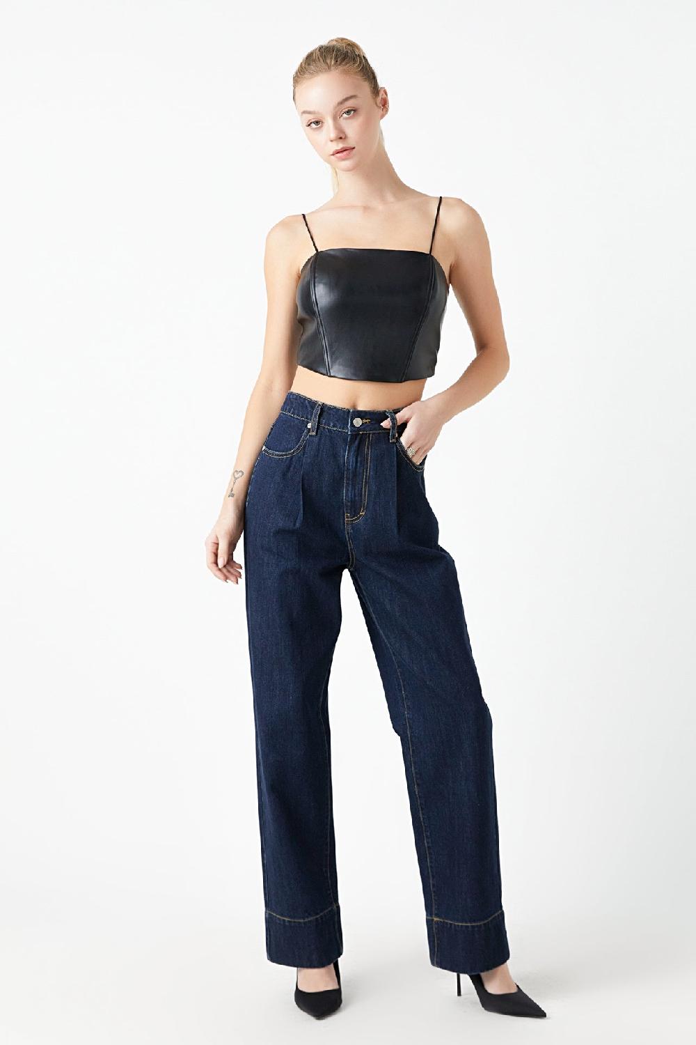 Endless Rose Pu Corset Top BLACK