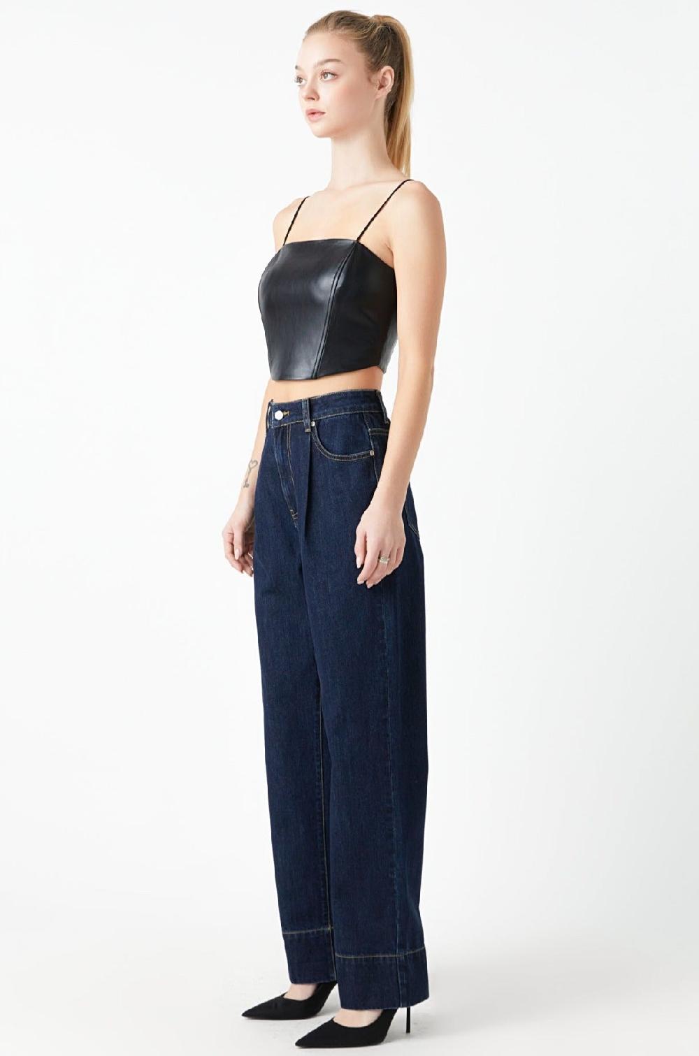 Endless Rose Pu Corset Top BLACK