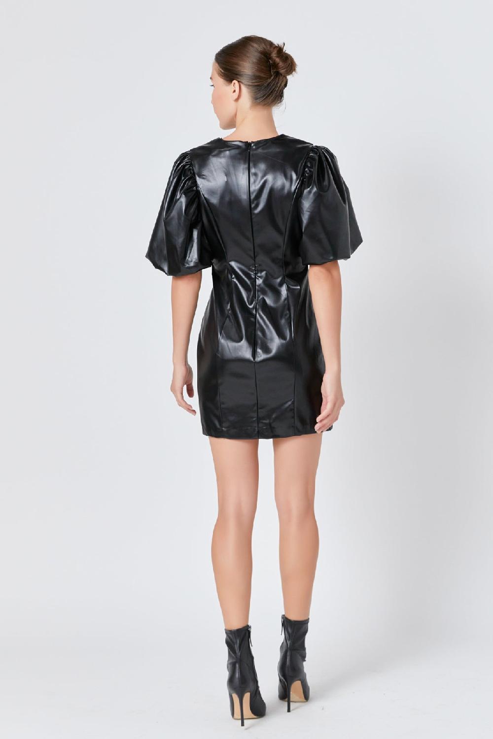 Endless Rose PU Fitted Mini Dress BLACK