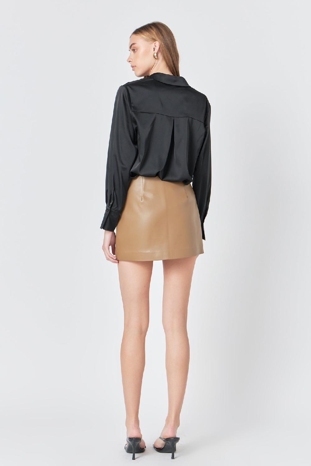 Endless Rose Pu Slit Detail Skort TAUPE