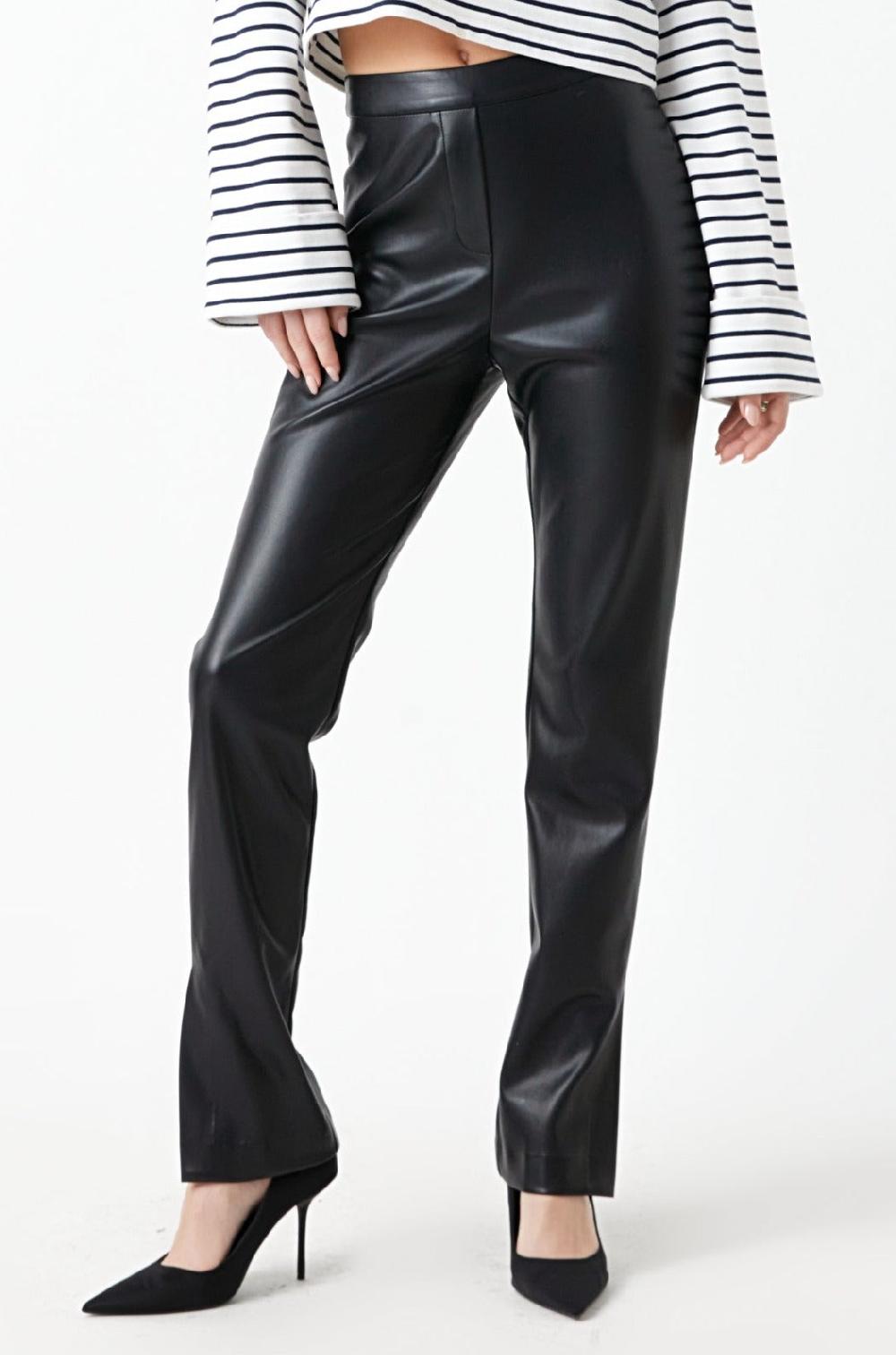 Endless Rose Pu Slit Leggings BLACK