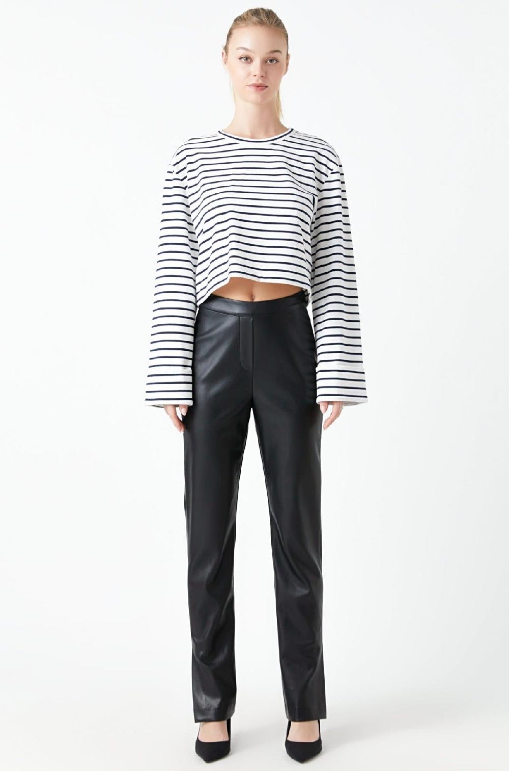 endless rose Pu Slit Leggings BLACK