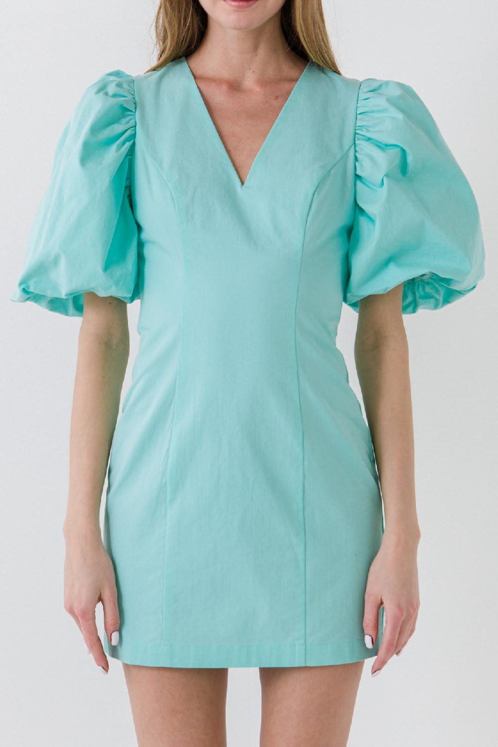 Endless Rose Puff Sleeve Bodycon Mini Dress MAUVE