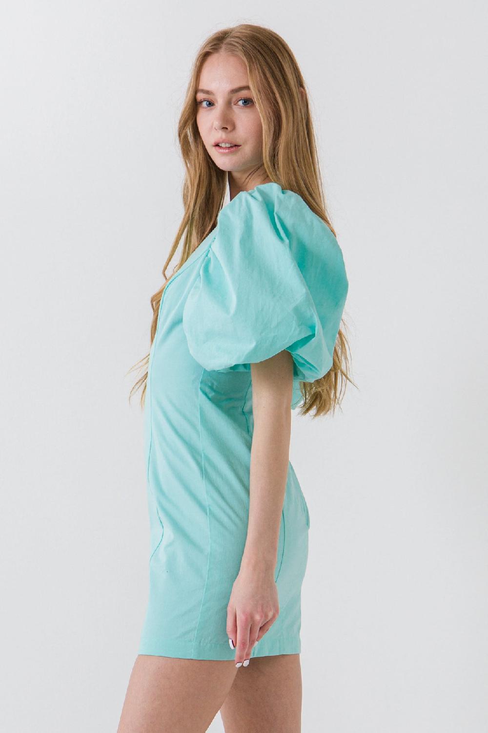 Endless Rose Puff Sleeve Bodycon Mini Dress MAUVE